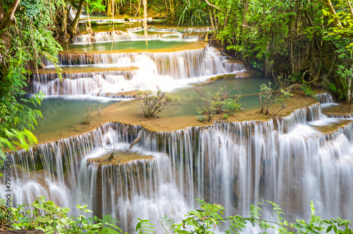 Deep forest Waterfall ,Huay Mae Khamin, Kanchanaburi ,Thailand