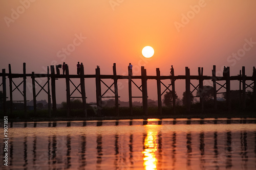 Ubein Bridge at sunrise  Mandalay  Myanmar