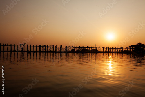 Ubein Bridge at sunrise  Mandalay  Myanmar