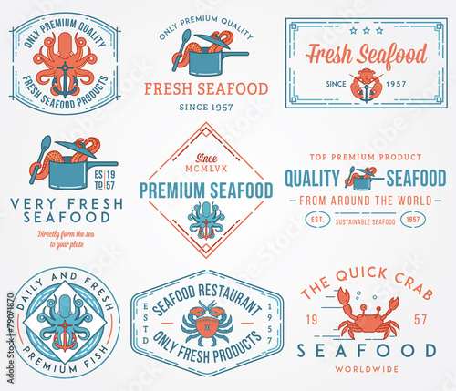 Seafood labels and badges vol. 1 colored