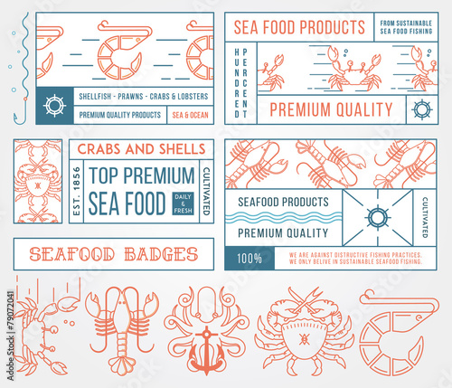 Seafood labels and badges vol. 4 colored