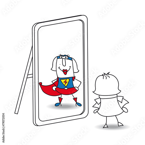 Karen super girl in the mirror