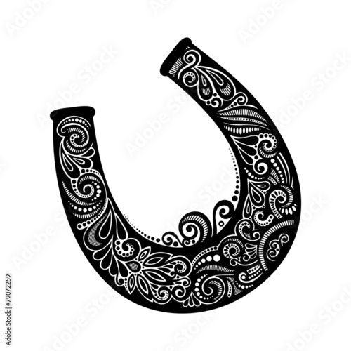 Vector St. Patrick's Day Symbol, Lucky Horseshoe. Hand Drawing P