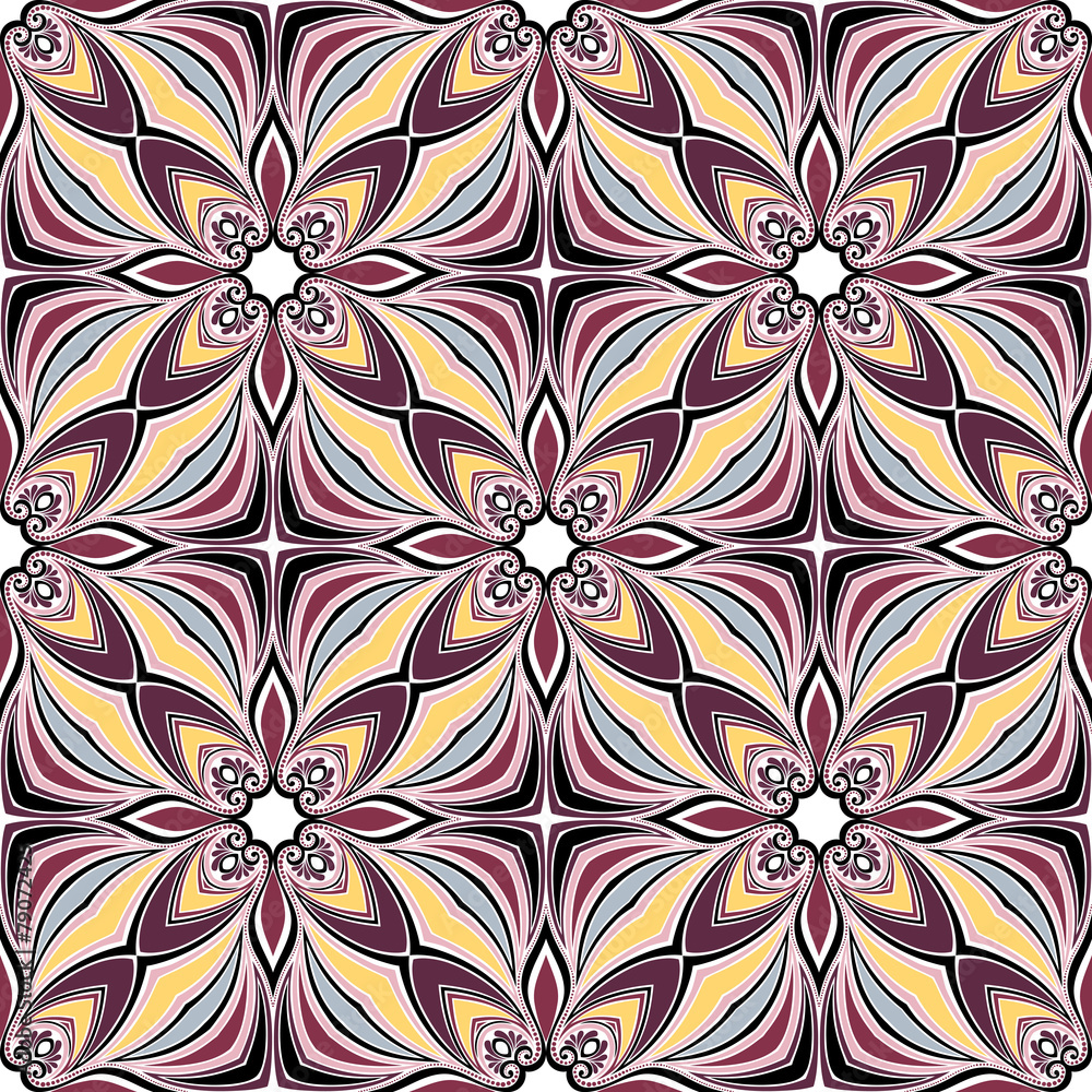 Seamless Abstract Kaleidoscope Pattern (Vector). Hand Drawn Text Seamless Abstract Kaleidoscope Pattern (Vector). Hand Drawn Text