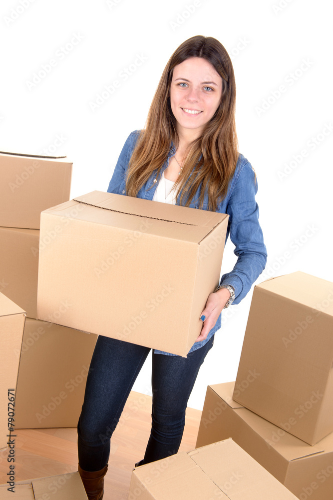Girl with boxes Girl with boxes