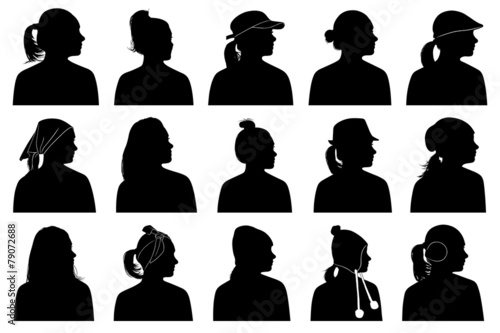 Illustration of women portraits isolated on white