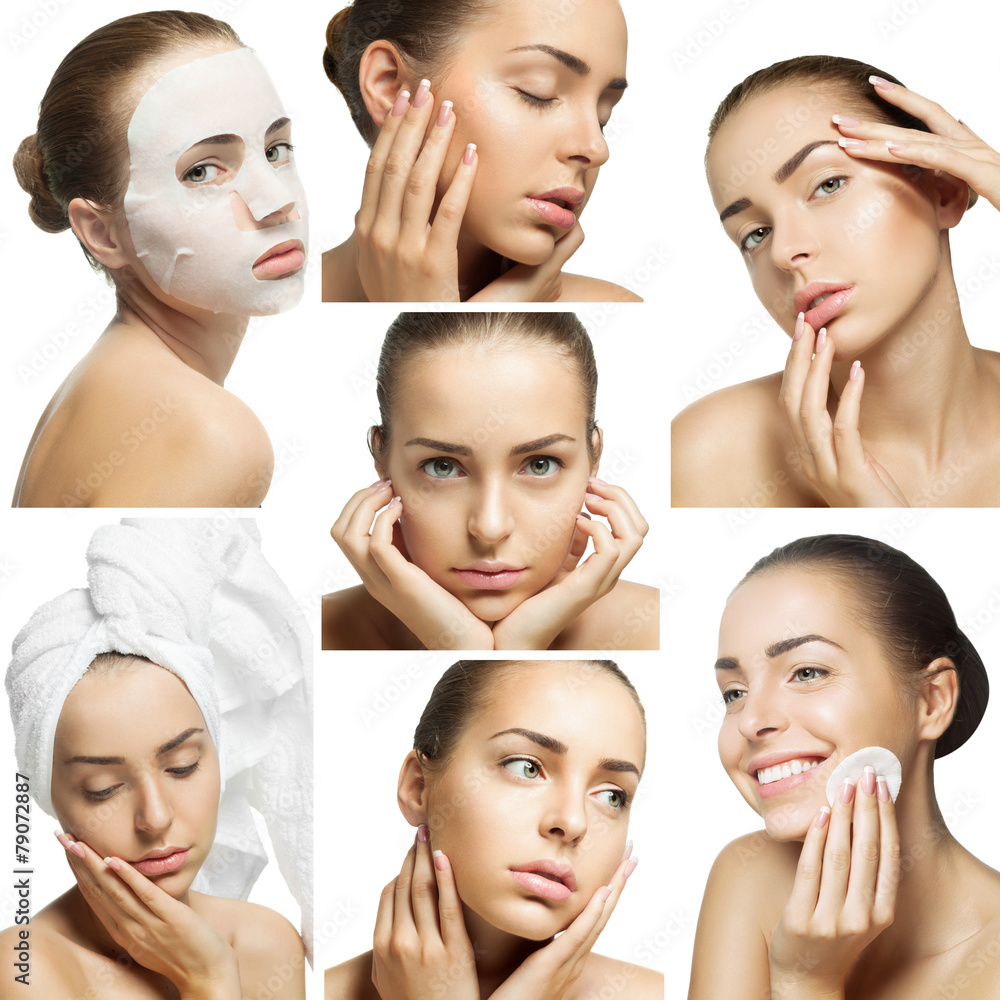 collage of close-up portraits of beauty woman collage of close-up portraits of beauty woman