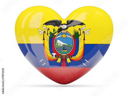 Heart shaped icon with flag of ecuador