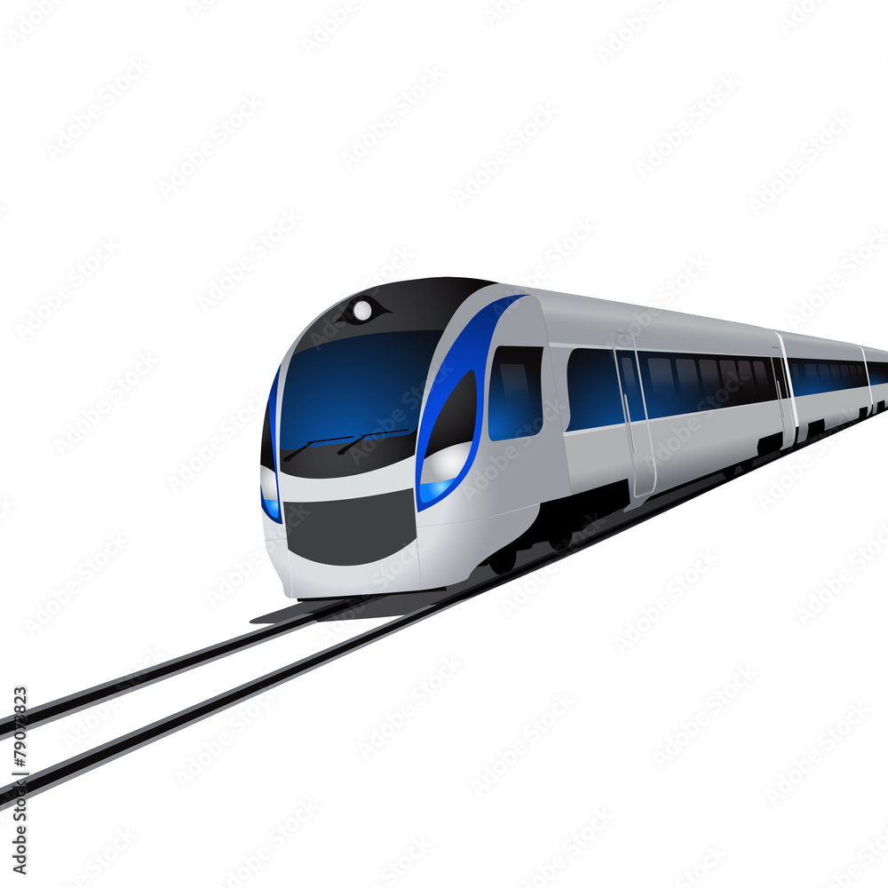 Naklejka premium Modern high speed train, isolated on white