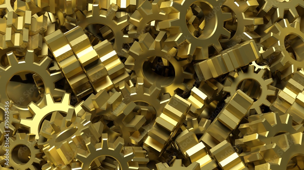 Pile of golden cogwheels abstract conceptual background Pile of golden cogwheels abstract conceptual background