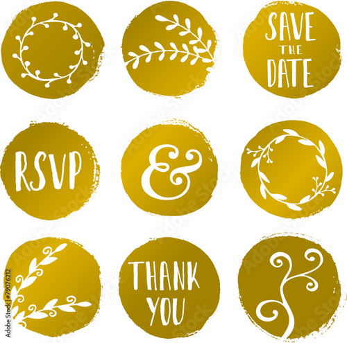 Golden Paint Circles and Decorative Elements