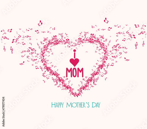 mothers day music elementsand greeting card