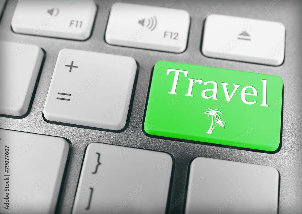 Travel concept. Keyboard of modern laptop close up Travel concept. Keyboard of modern laptop close up
