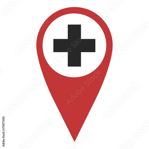 Red geo pin with cross