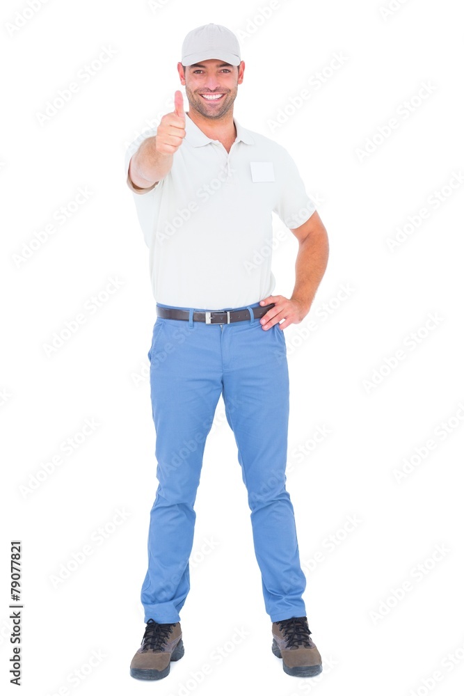 Portrait of confident handyman gesturing thumbs up Portrait of confident handyman gesturing thumbs up