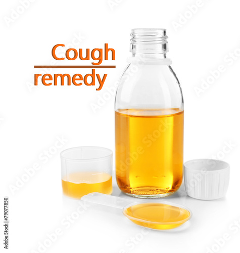 Cough syrup isolated on white