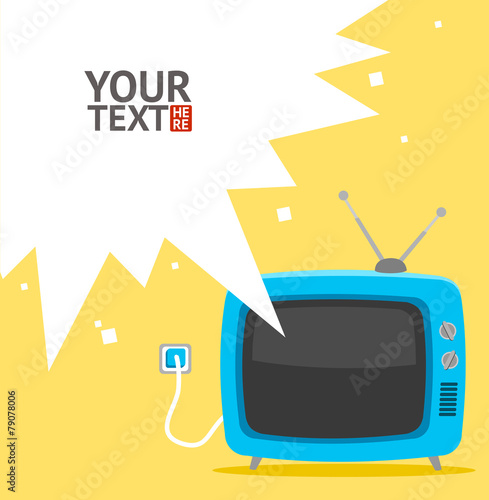 Vector retro television card. Flat Design