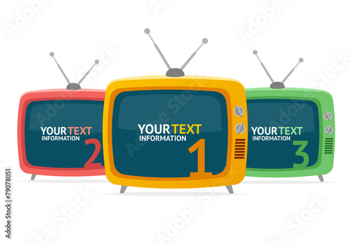 Vector retro tv option banner. Flat Design