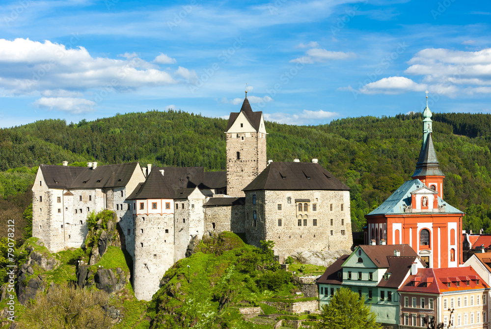 Loket Castle with town, Czech Republic