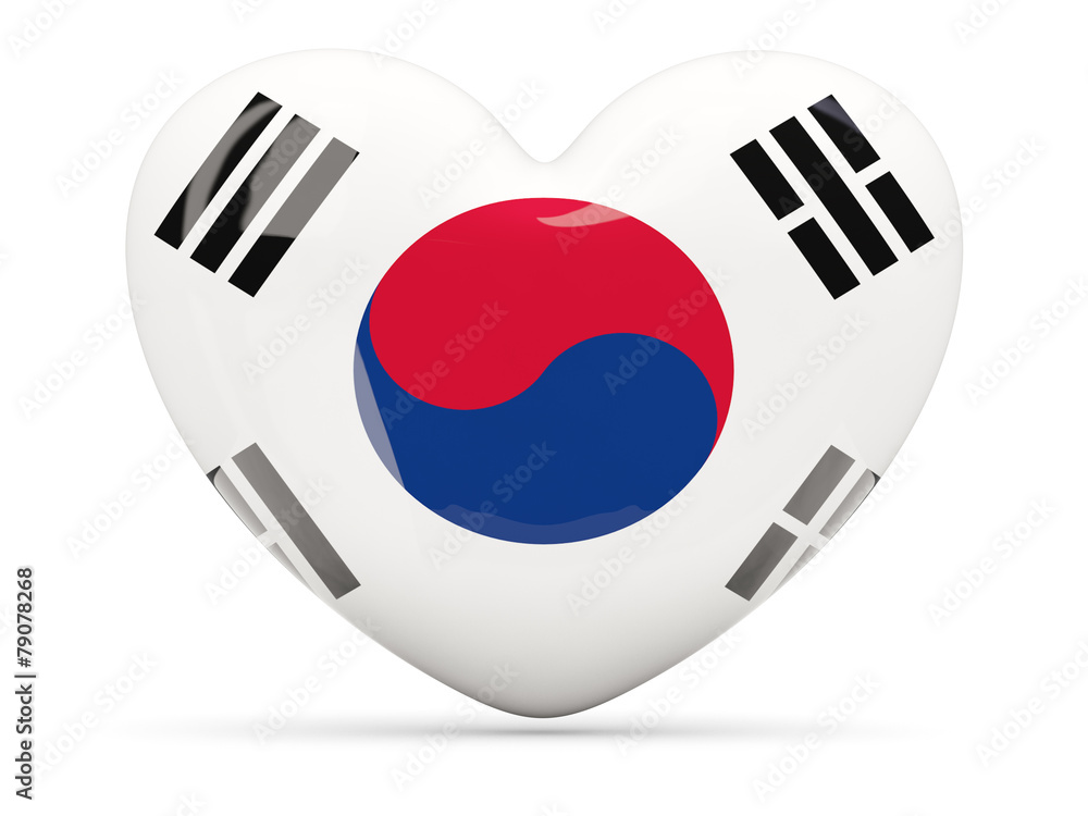 Heart shaped icon with flag of south korea Heart shaped icon with flag of south korea