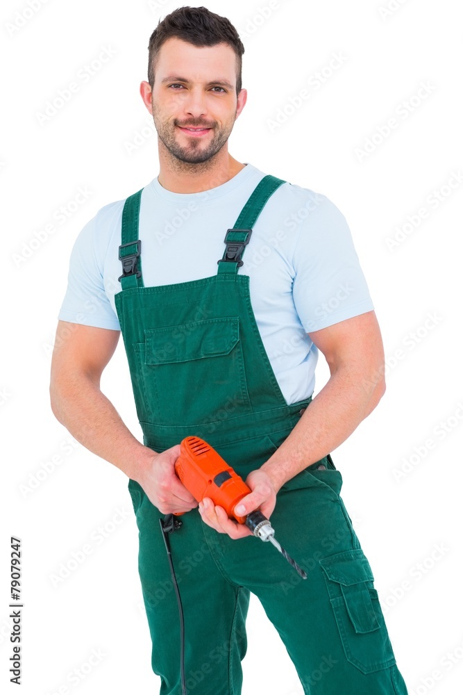 Handyman holding power drill Handyman holding power drill