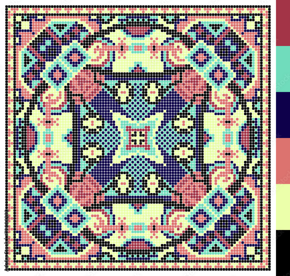 geometric square pattern for cross stitch ukrainian traditional