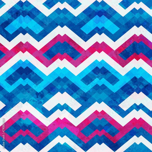 blue hipster seamless pattern