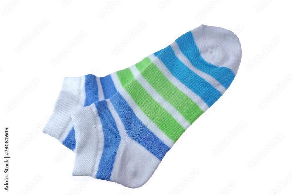 Pair Green And Blue Striped Ladies Socks