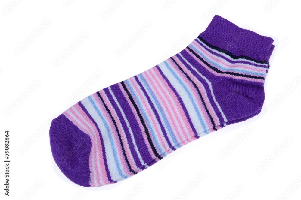Pair Violet, Black, White and Pink Striped Ladies Socks Pair Violet, Black, White and Pink Striped Ladies Socks