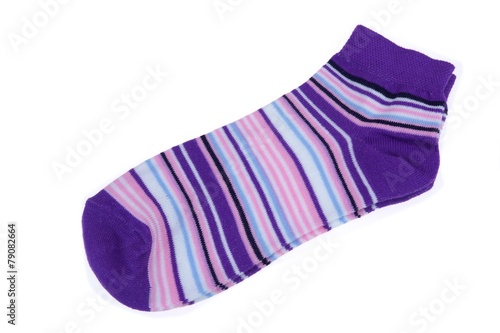 Pair Violet, Black, White and Pink Striped Ladies Socks