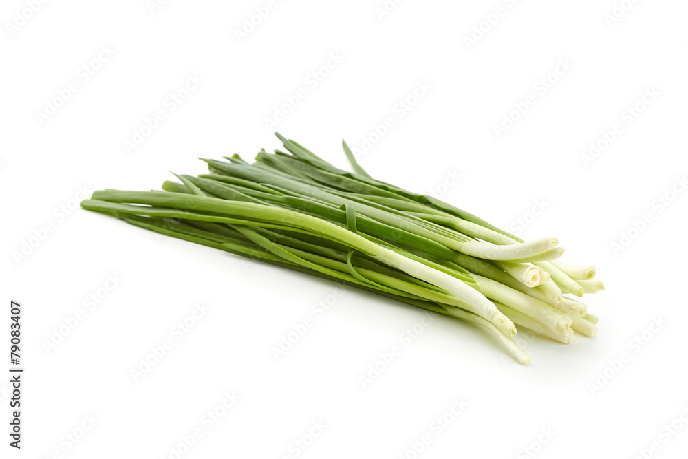 Spring onions on white background Spring onions on white background