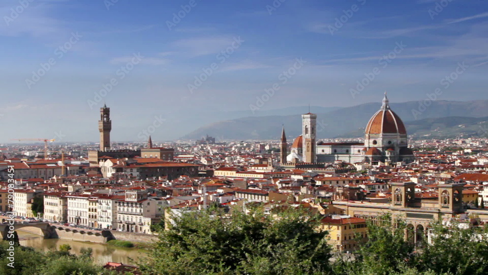 Italy. Florence. View of the city on top, midday sun Italy. Florence. View of the city on top, midday sun