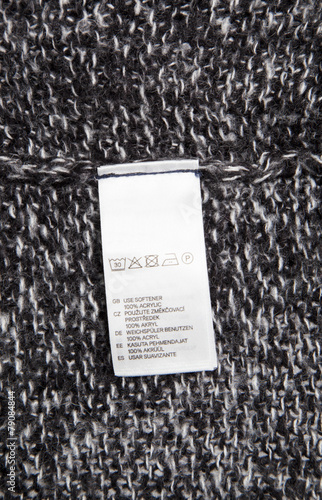 Washing label on cloth