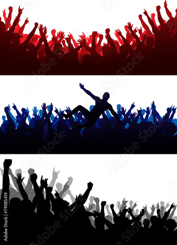 Crowd silhouettes set