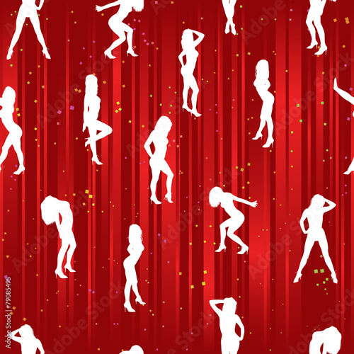 Seamless pattern girl's silhouette