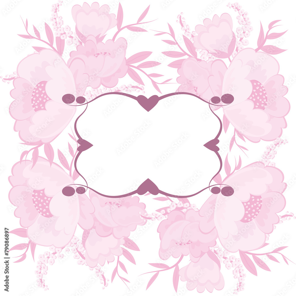 Frame for your text with floral background - obrazy, fototapety, plakaty 