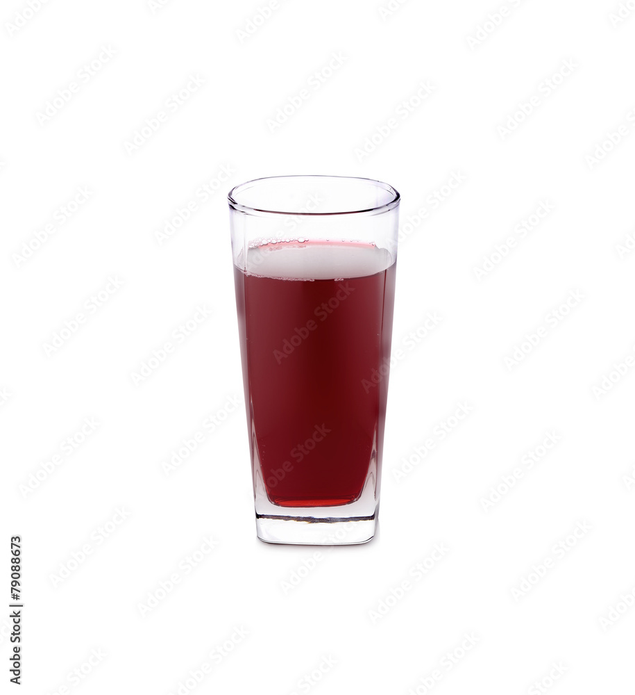 A Glass of roselle juice on white background A Glass of roselle juice on white background