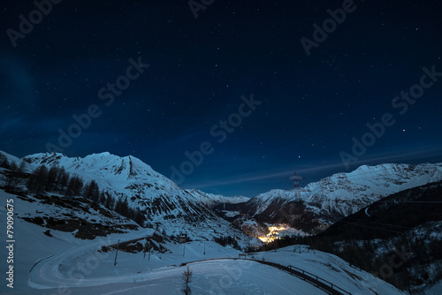 La Thuile ski resort at night