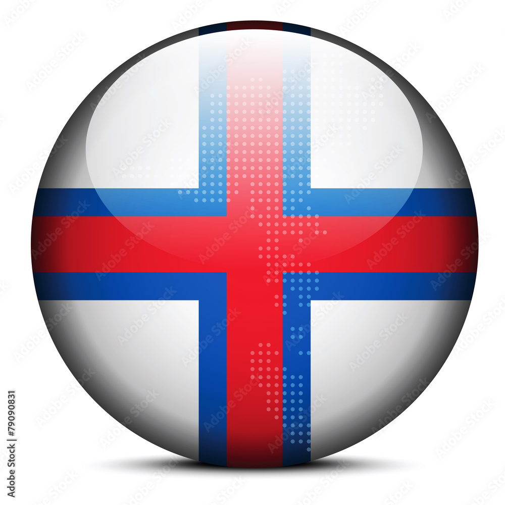 Fototapeta premium Map with Dot Pattern on flag button of Faroe Islands