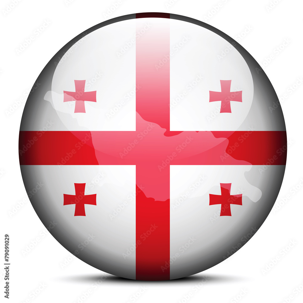 Obraz premium Map on flag button of Georgia