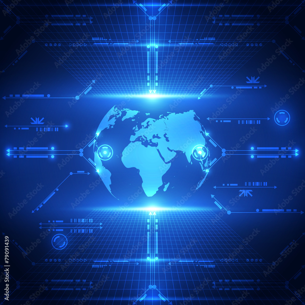 Abstract global future technology system background, vector Abstract global future technology system background, vector