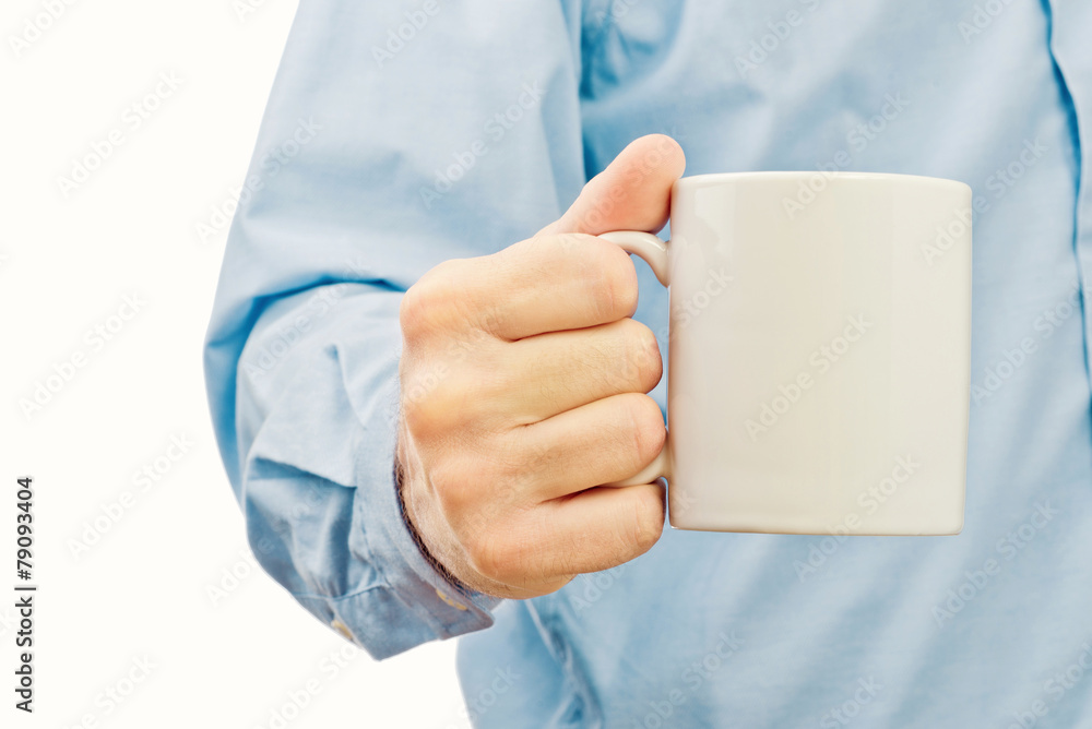 Businessman with white coffee cup Businessman with white coffee cup