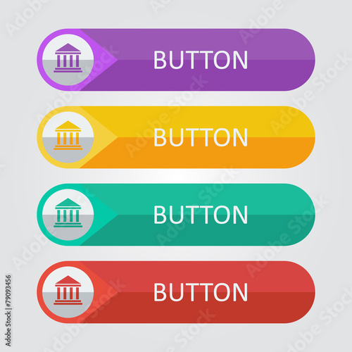 Vector flat buttons with bulding icon