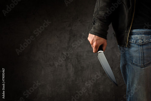 Foto Criminal with large sharp knife