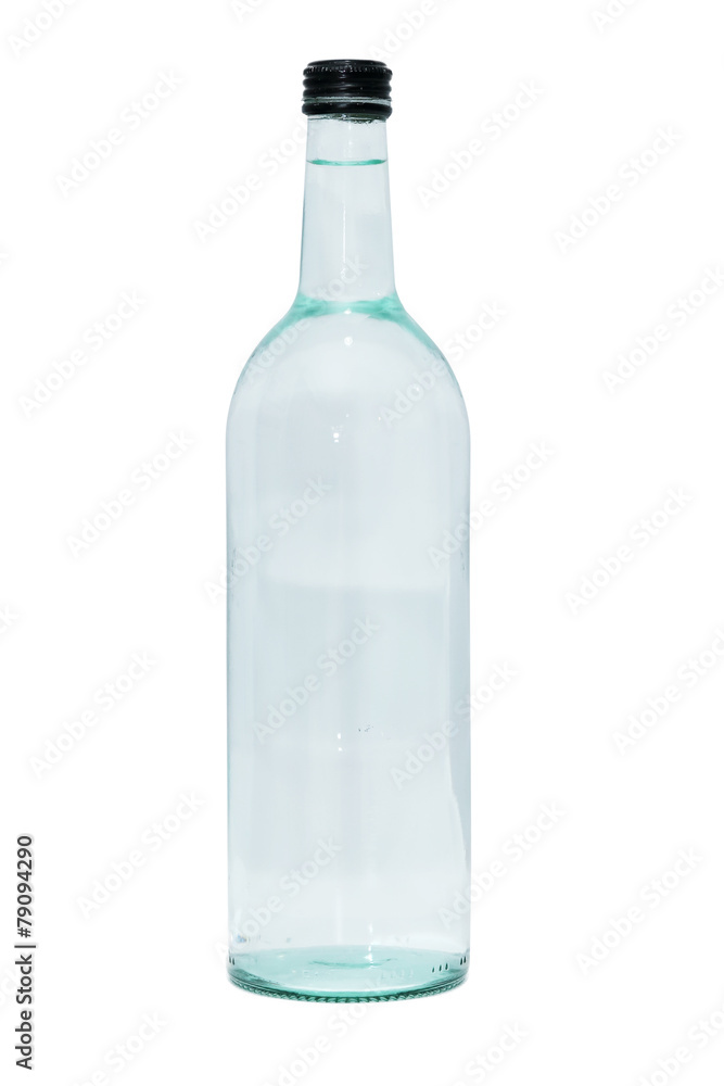 glass bottle of water on white background
