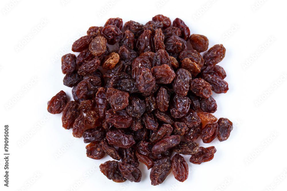 Heap of sultana raisins on white background Heap of sultana raisins on white background