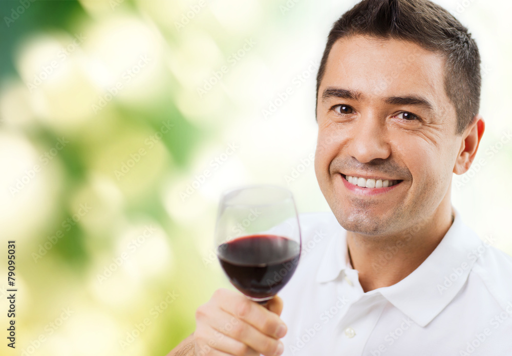 happy man drinking red wine from glass happy man drinking red wine from glass