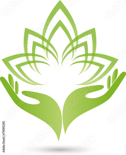 Logo, Zwei Hände, Blätter, Blume, Heilpraktiker