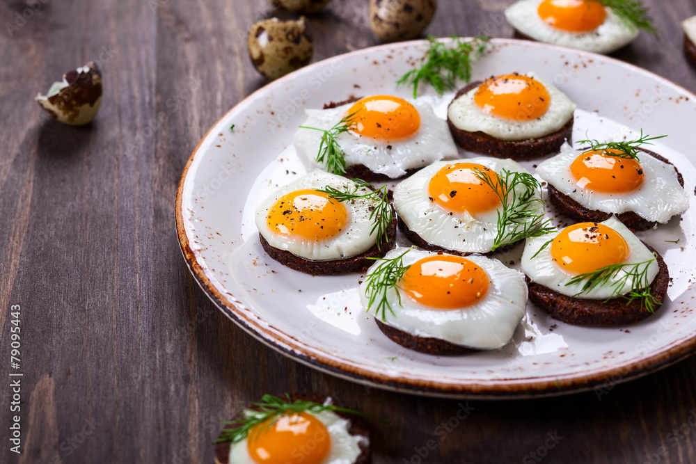 quail egg canapes
