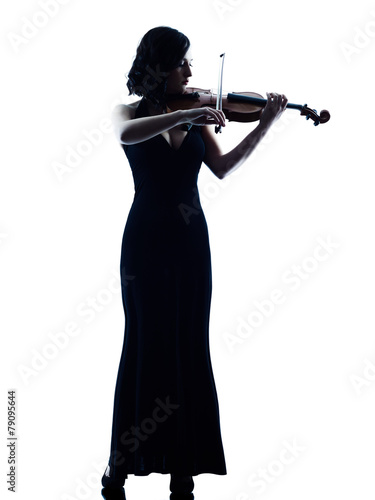 Violinist woman slihouette isolated photo